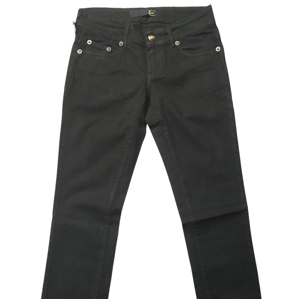 Just Cavalli Slim Fit Straight Leg Black Denim Jeans Sz 24 $398 NWT